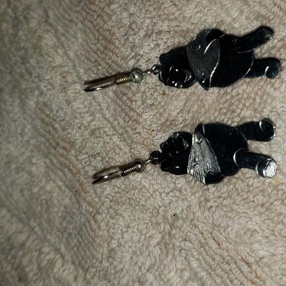 Handmade  Silver Winnie-the-Pooh dangle earrings - Picture 5 of 6